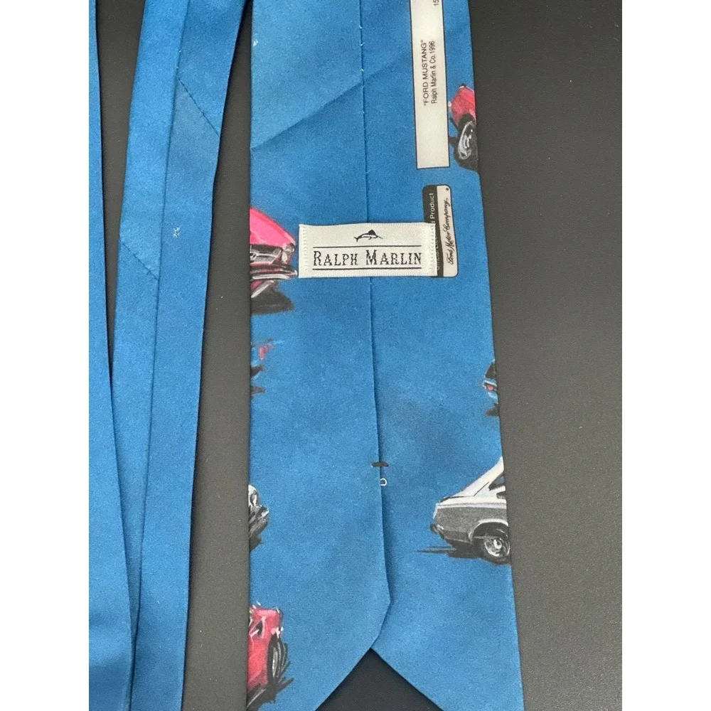 Ralph‎ Marlin Ford Mustang Car Tie Blue Vintage Novelty Classic Auto One Size
